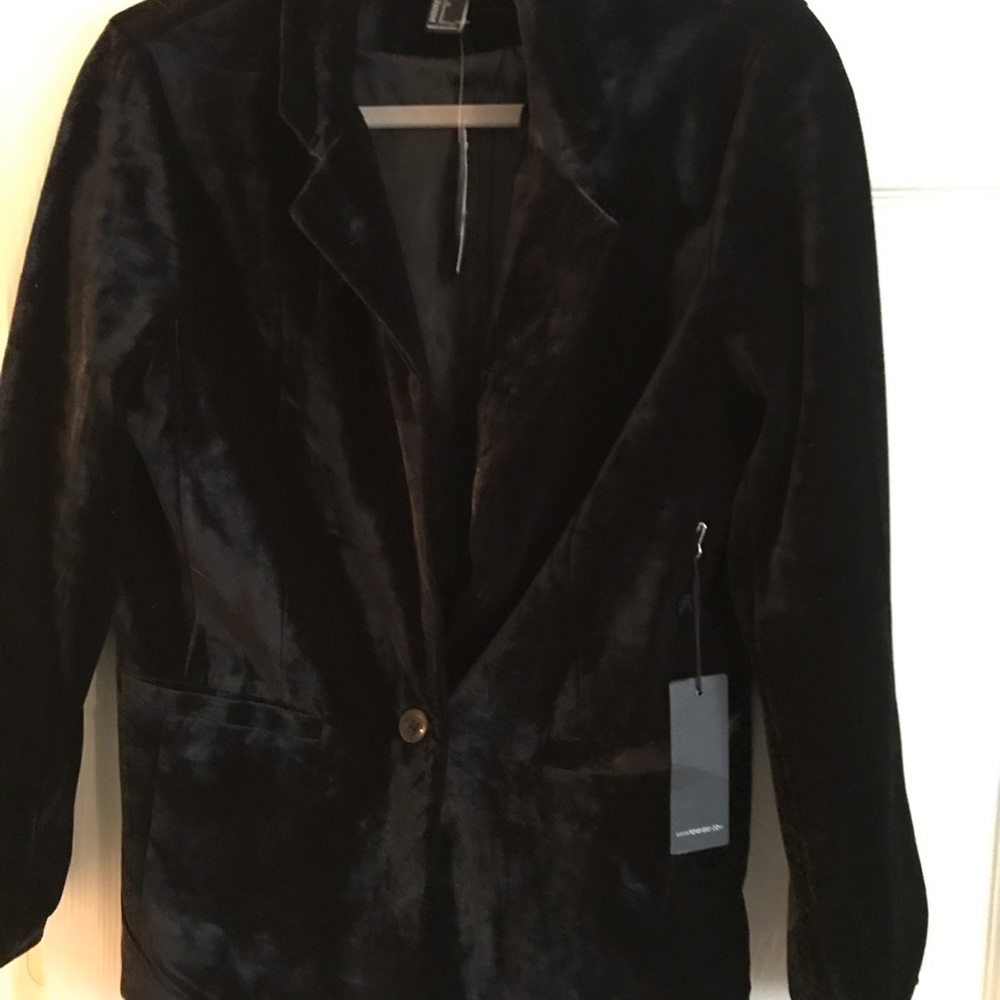 Forever Black Faux Velvet Blazer NWT